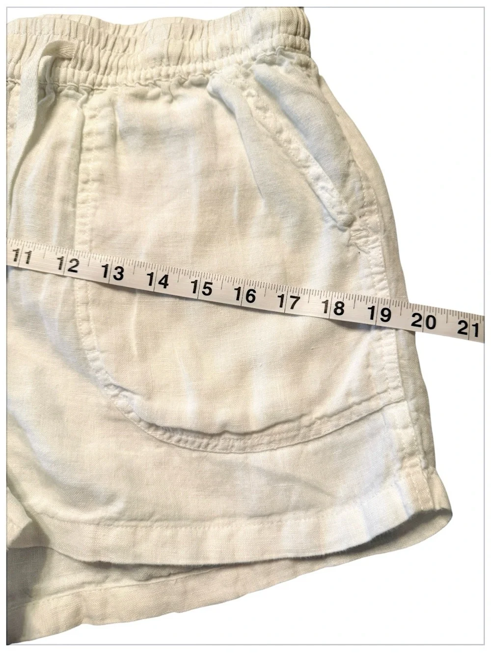 Quince White 100% European Linen Shorts Elastic Drawstring Pocket Size Small EUC - Picture 10 of 13